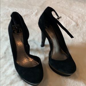 Suede Rhinestones Platform Heel